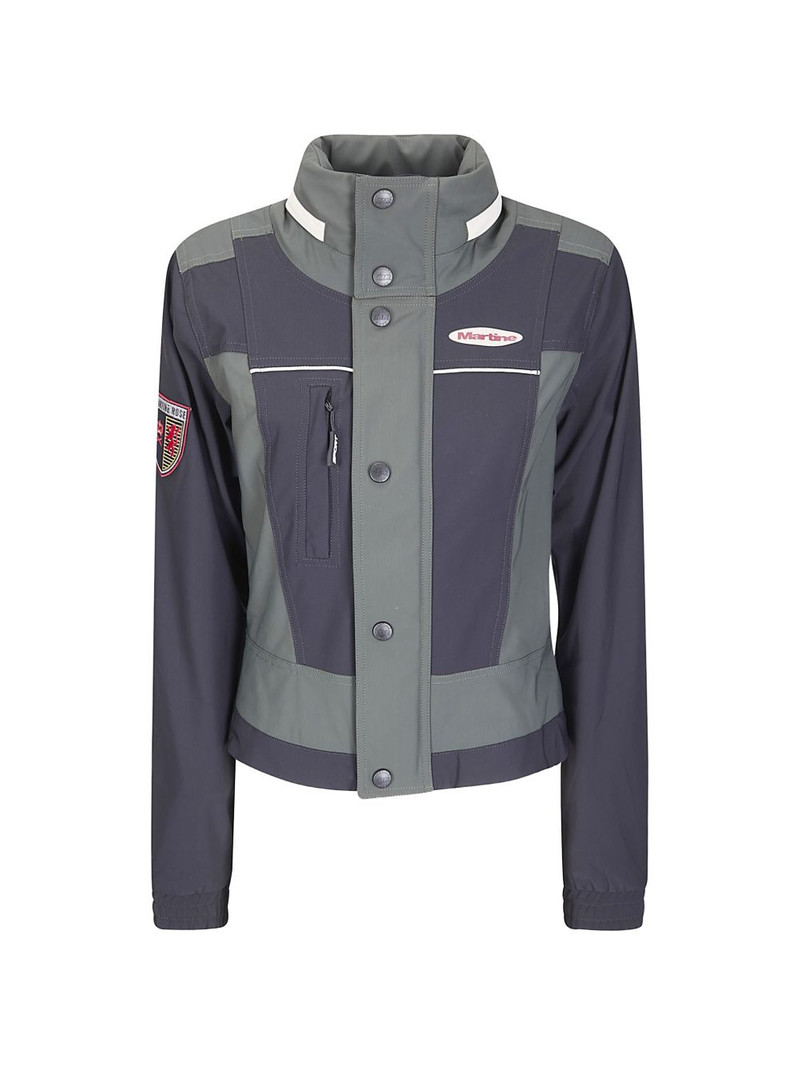 panelled logo-patch jacket 1