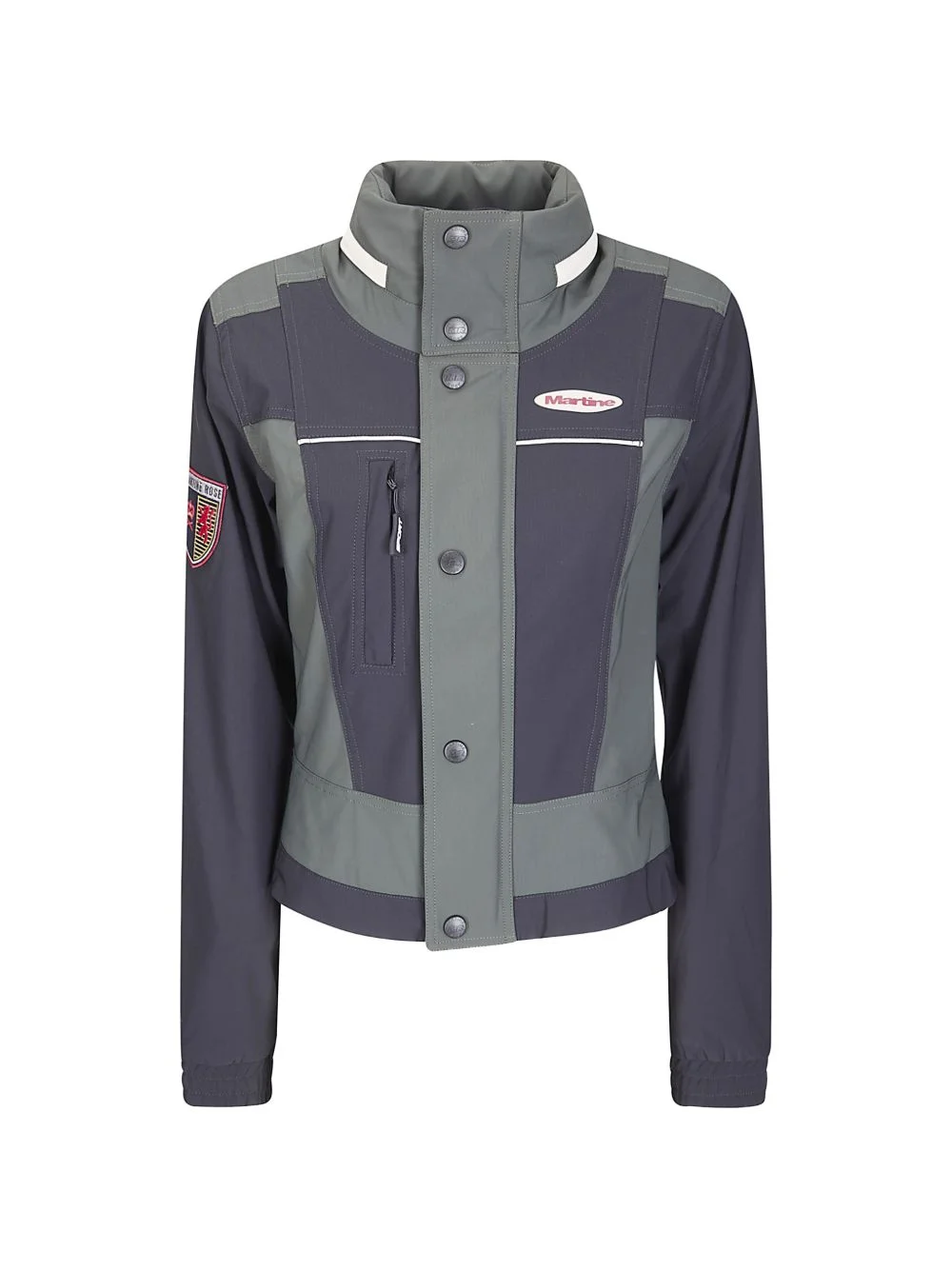 panelled logo-patch jacket - 1