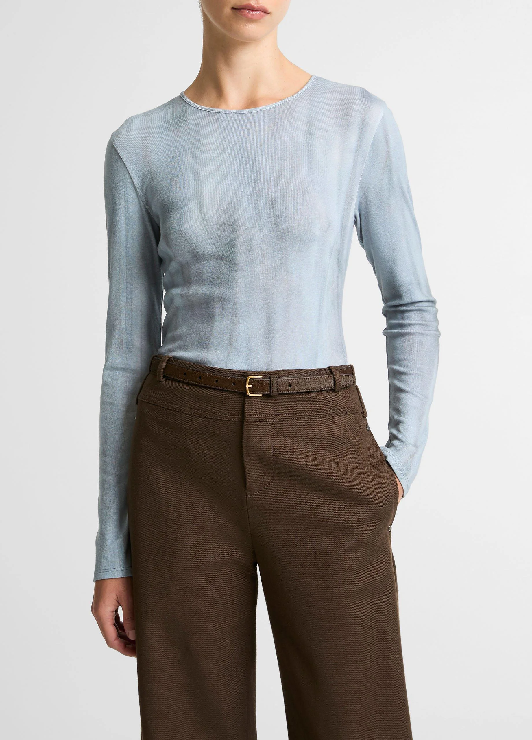 Washed Ombré Pima Cotton-Blend Long-Sleeve T-Shirt - 1