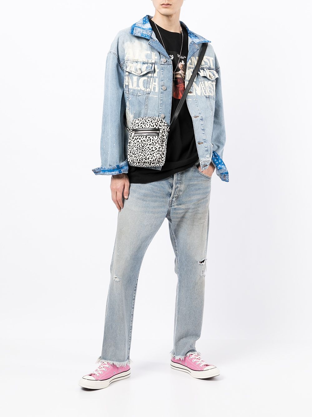 logo-print denim jacket - 2
