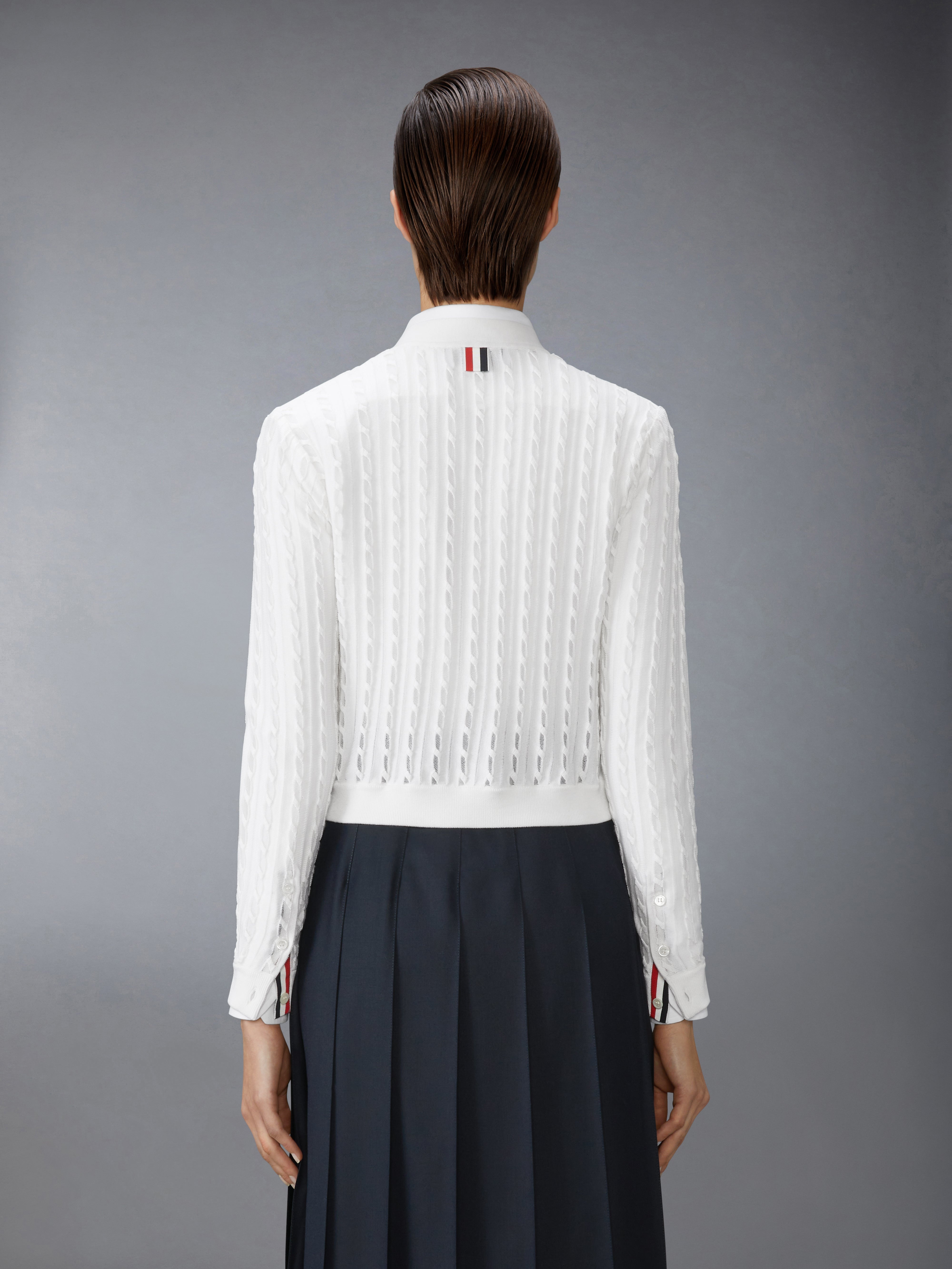 COTTON SILK CABLE KNIT CARDIGAN - 3
