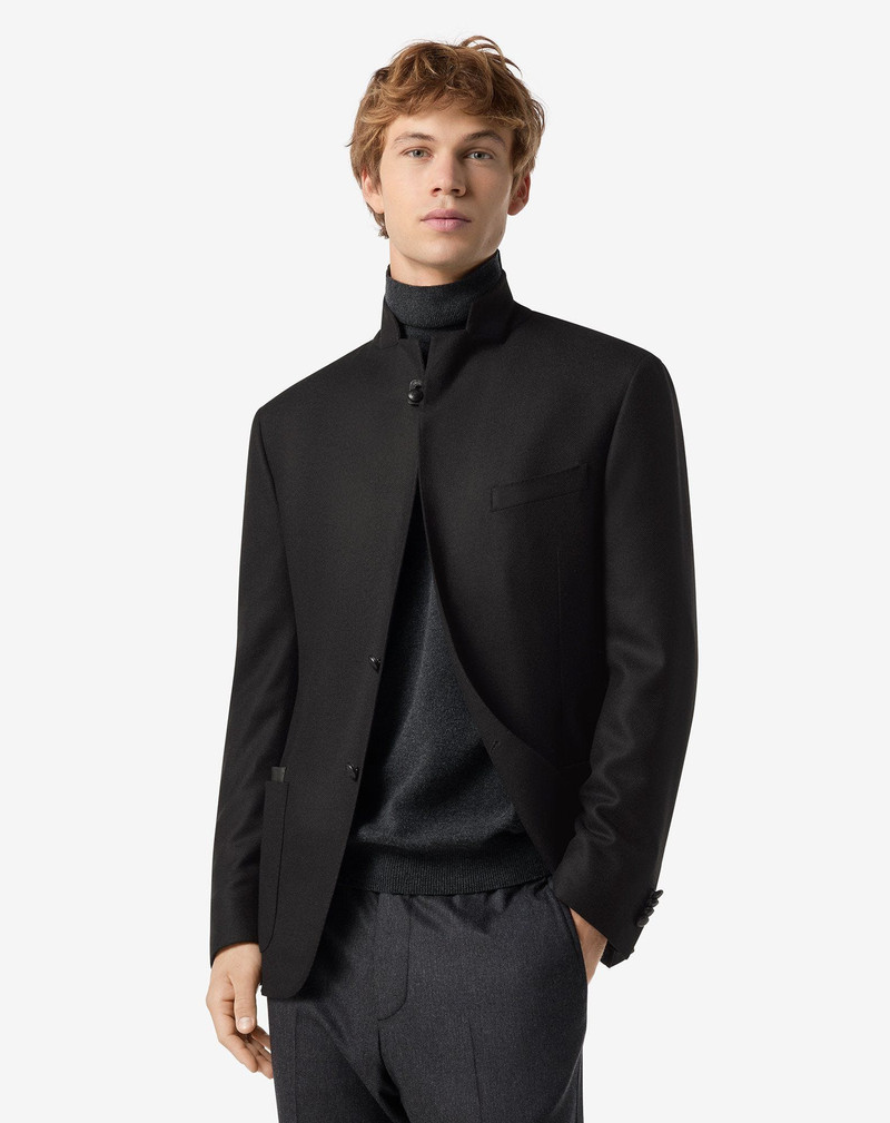 CORNELIANI Black soft wool and cashmere twill jacket outlook