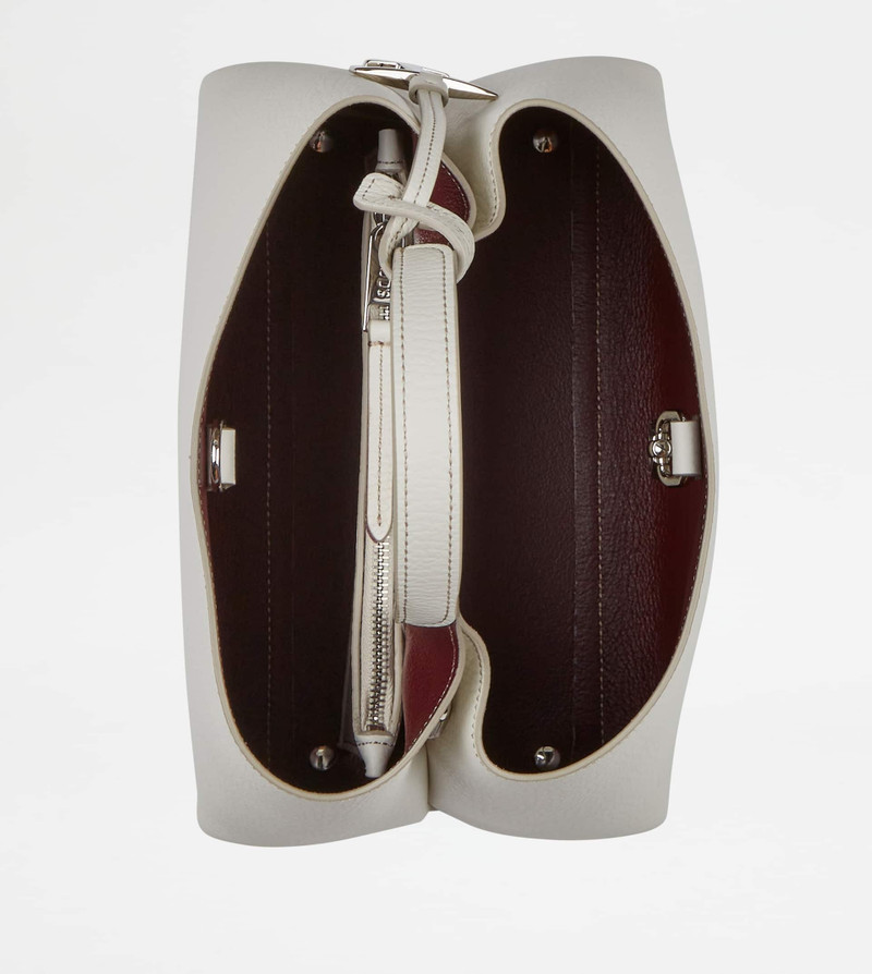 BAG IN LEATHER MICRO - WHITE, BURGUNDY 3