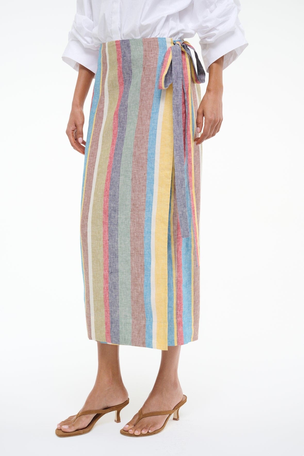 STAUD KAITLIN LINEN SKIRT MARKET STRIPE - 3