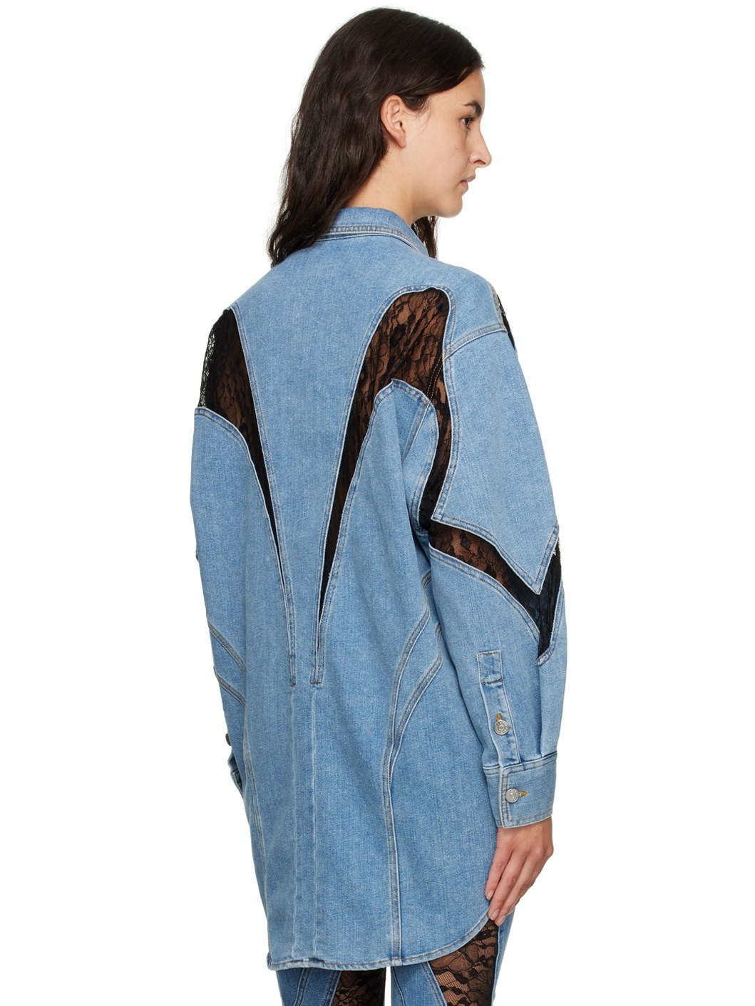 Blue Lace Denim Shirt - 3