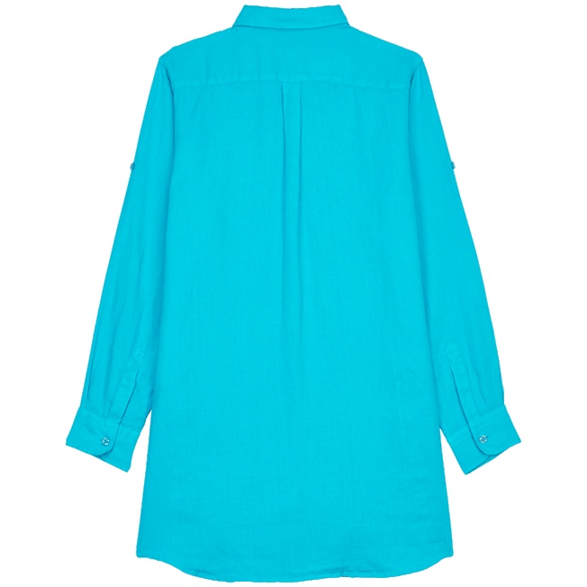 Women Linen Shirt Dress Solid - 2