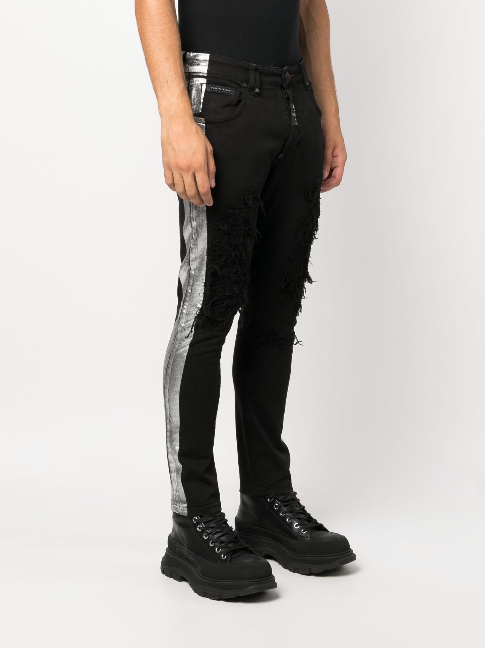 stripe-detail skinny jeans - 3