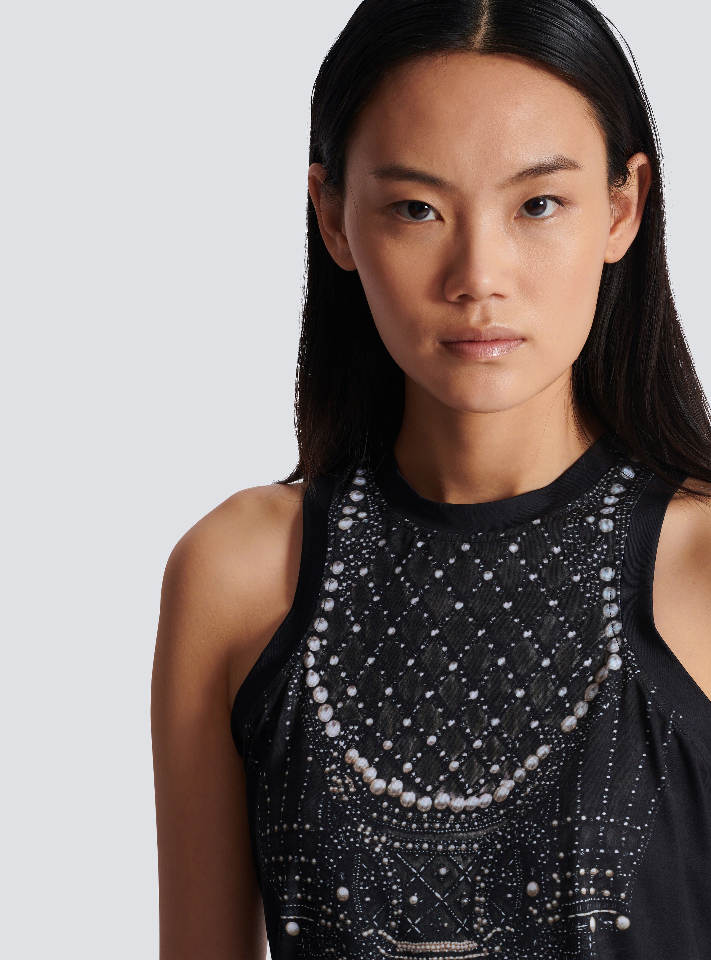 Soft tank top with faux embroidery print - 7