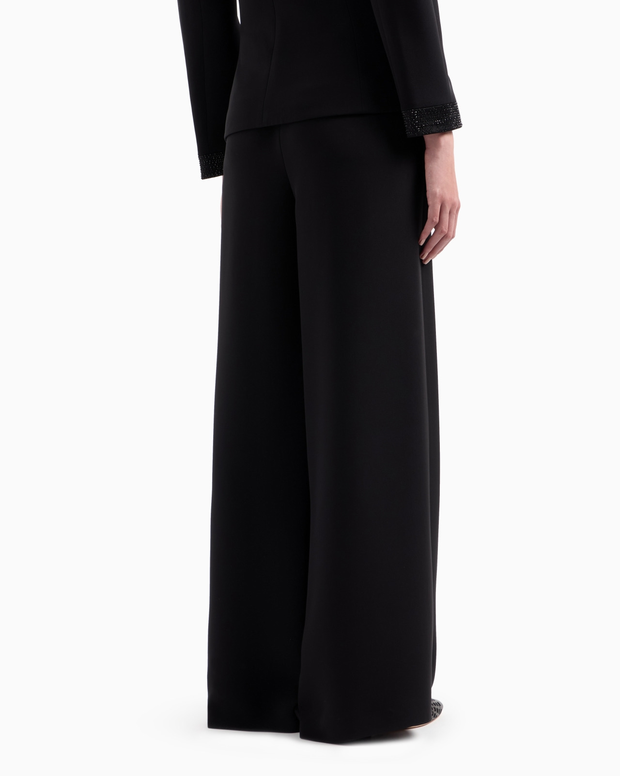 SILK CADY TROUSERS WITH AN EMBROIDERED WAISTBAND - 3
