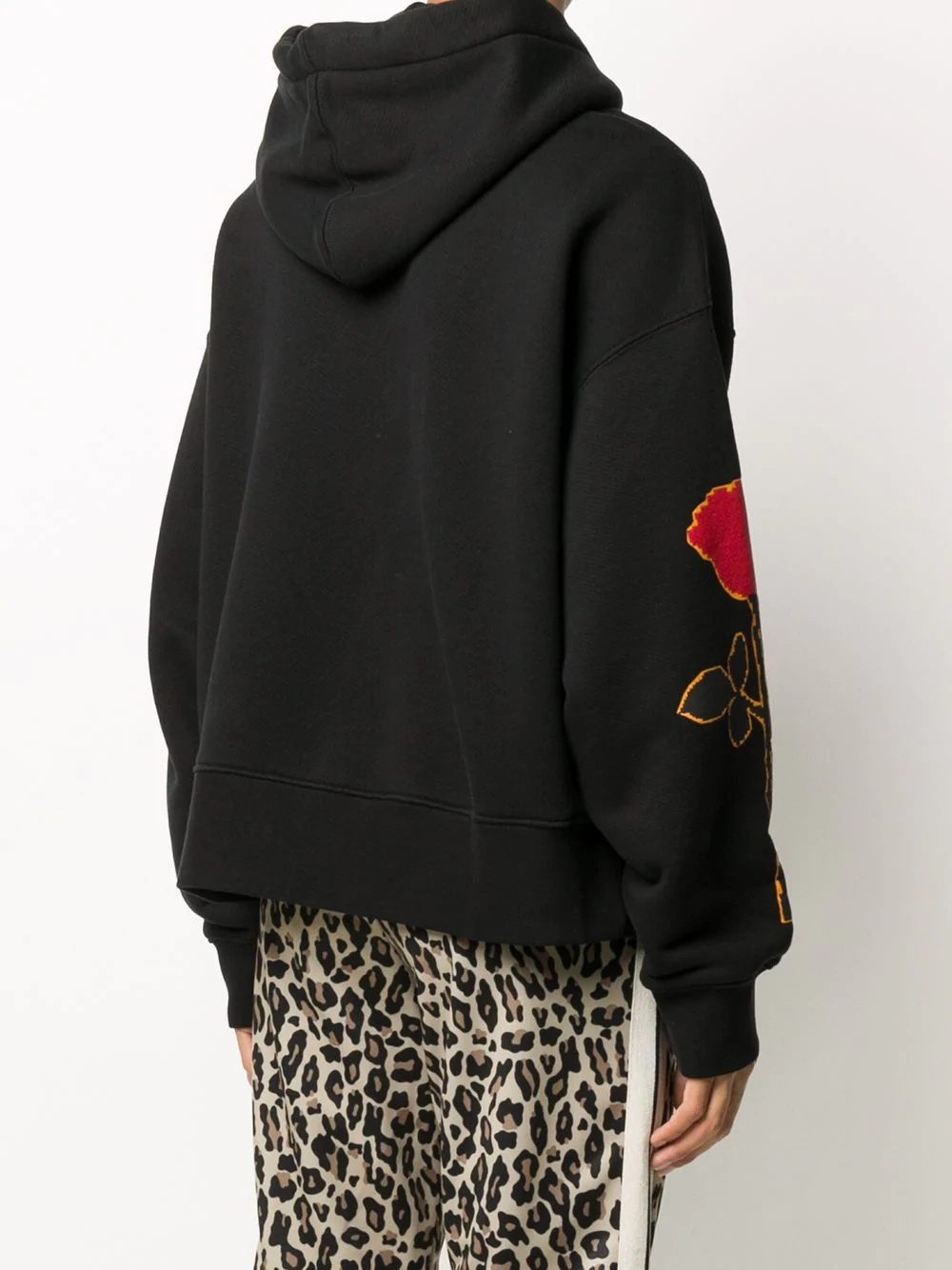 rose-print oversized hoodie - 4