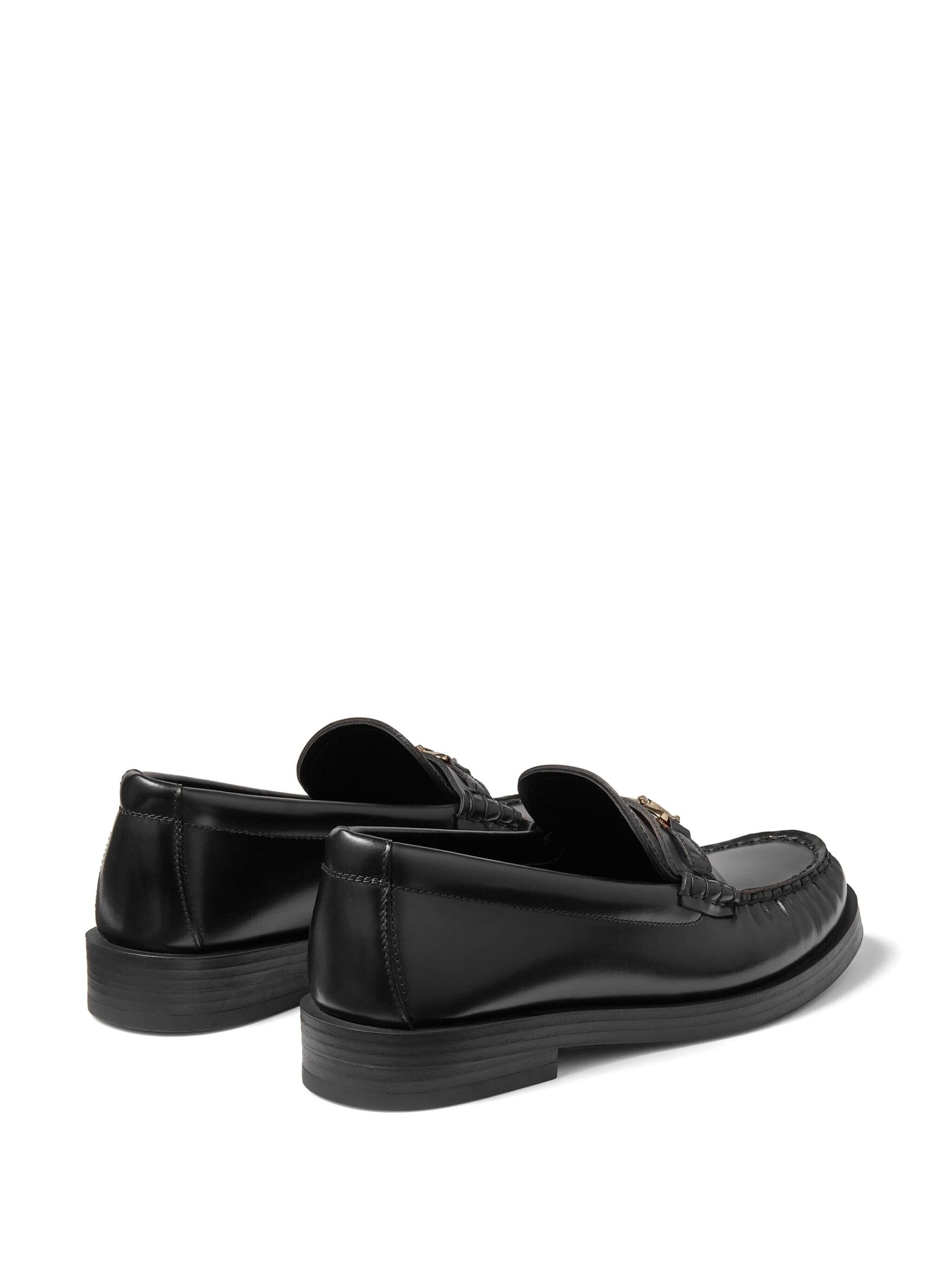 Black Addie Logo-Plaque Leather Loafers - 3