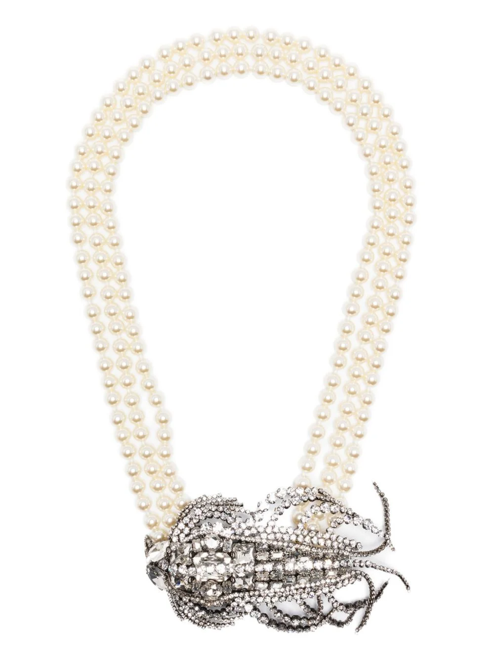 pearl-embellished crystal necklace - 1