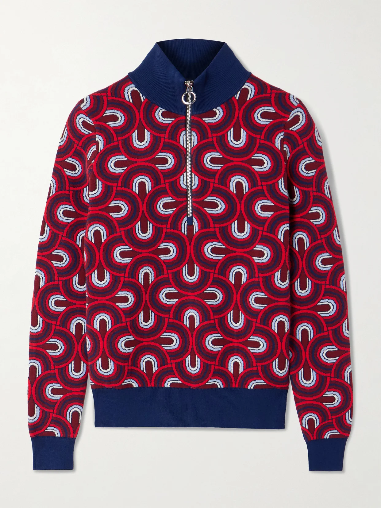 Jacquard-knit Half-zip Sweater - 1