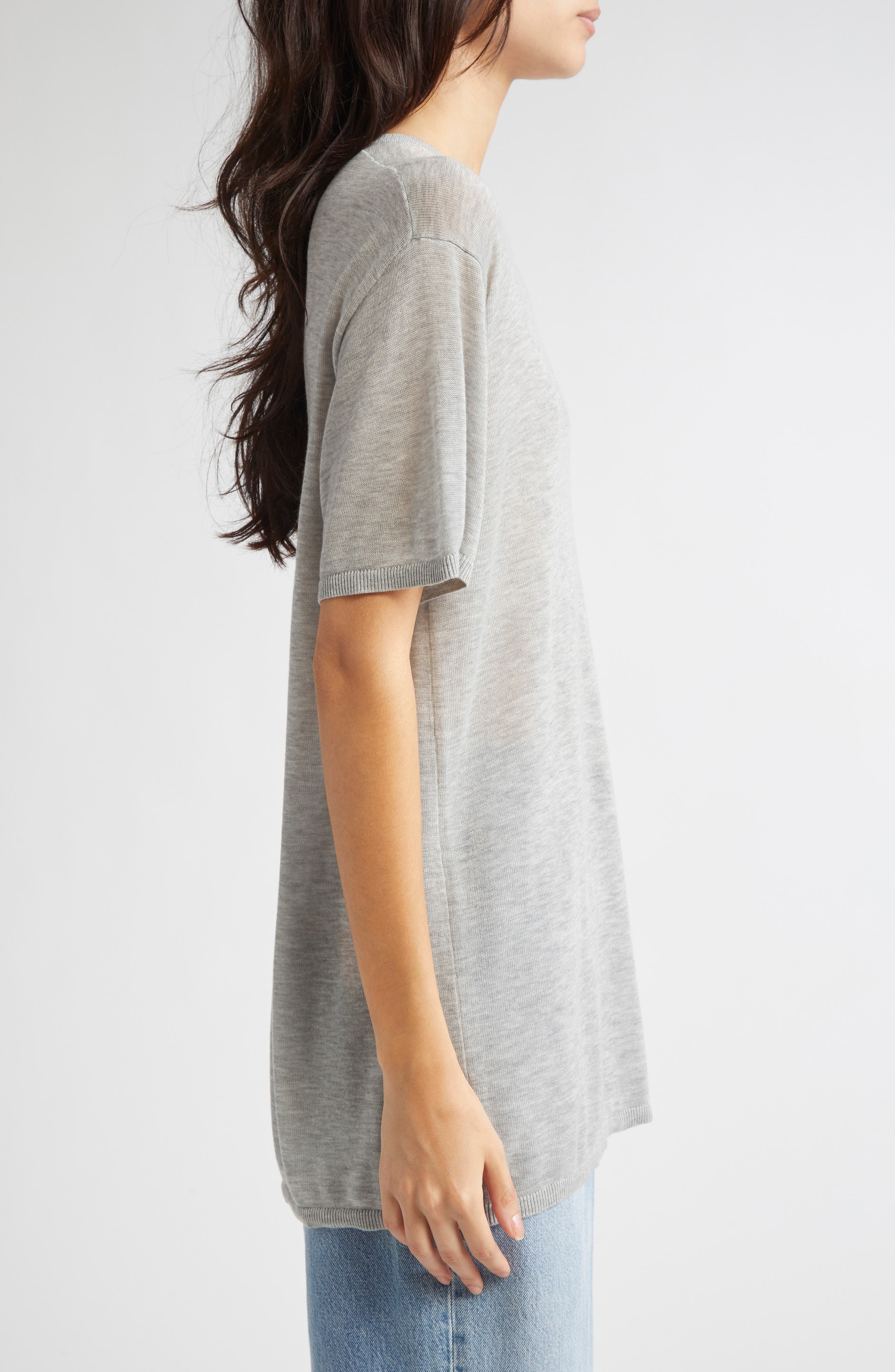 TOTEME Knit T-Shirt in Grey Melange at Nordstrom - 3