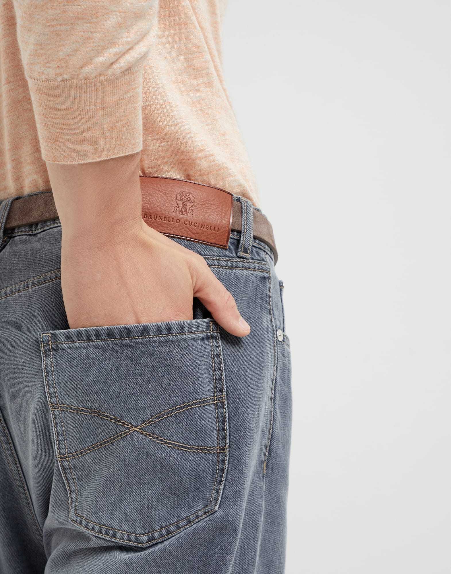Greyscale denim iconic fit five-pocket trousers - 3