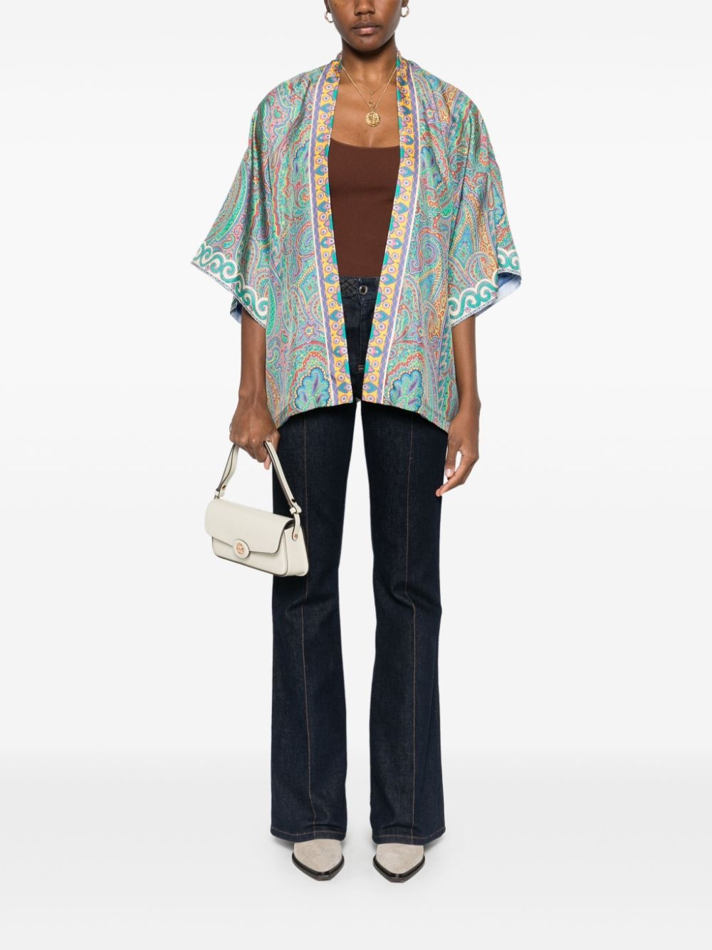 paisley-print open-front jacket - 2