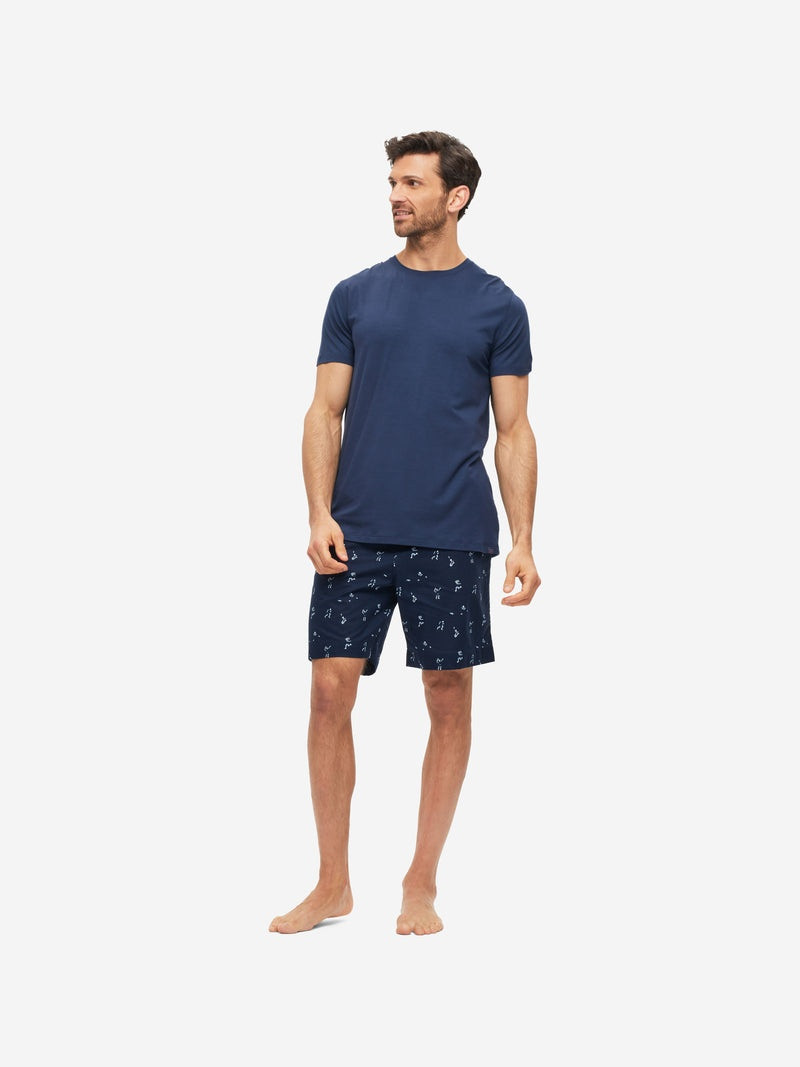 Derek Rose Men's Lounge Shorts Nelson 91 Cotton Batiste Navy outlook