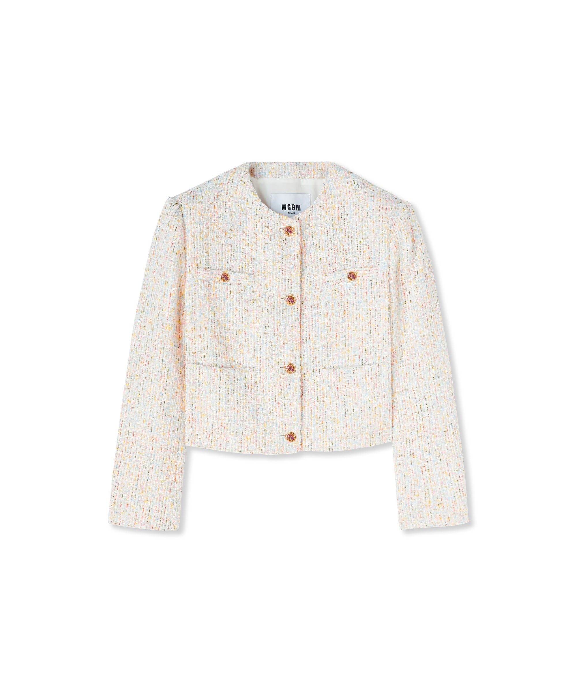 MSGM Multicolor tweed short jacket with pockets | REVERSIBLE