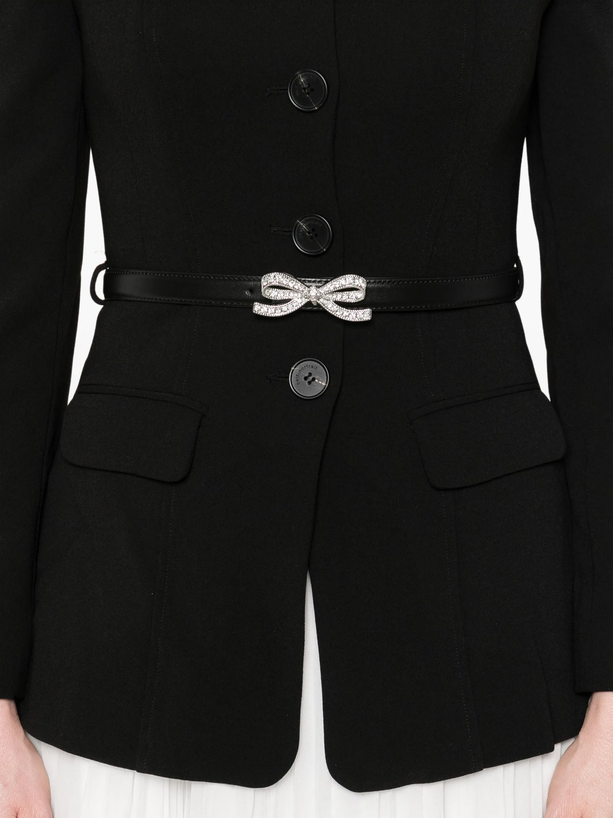 Self-portrait Pleated-panel Bow-detail Midi Dress - 5