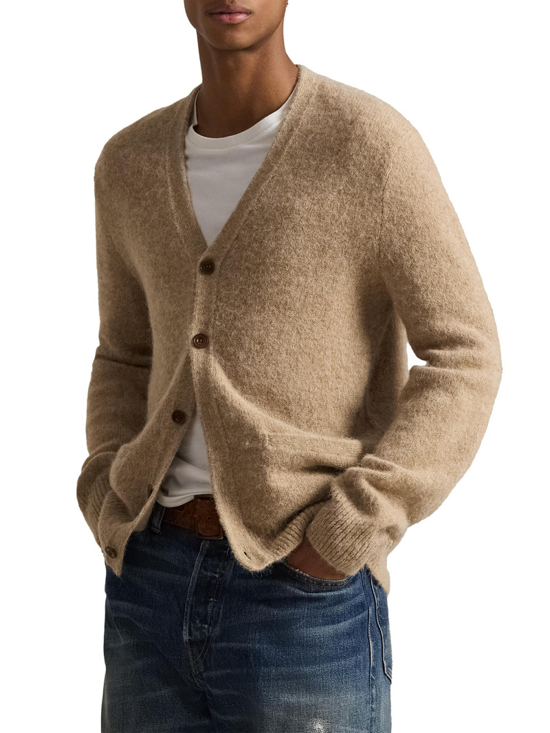 Men's Wool-Alpaca-Blend Cardigan - Wheat Tan Heather 3