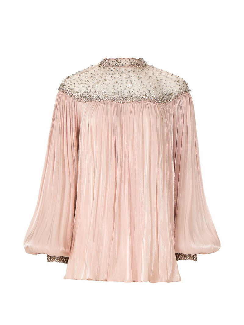 Timea crystal-embellished balloon-sleeve blouse 1