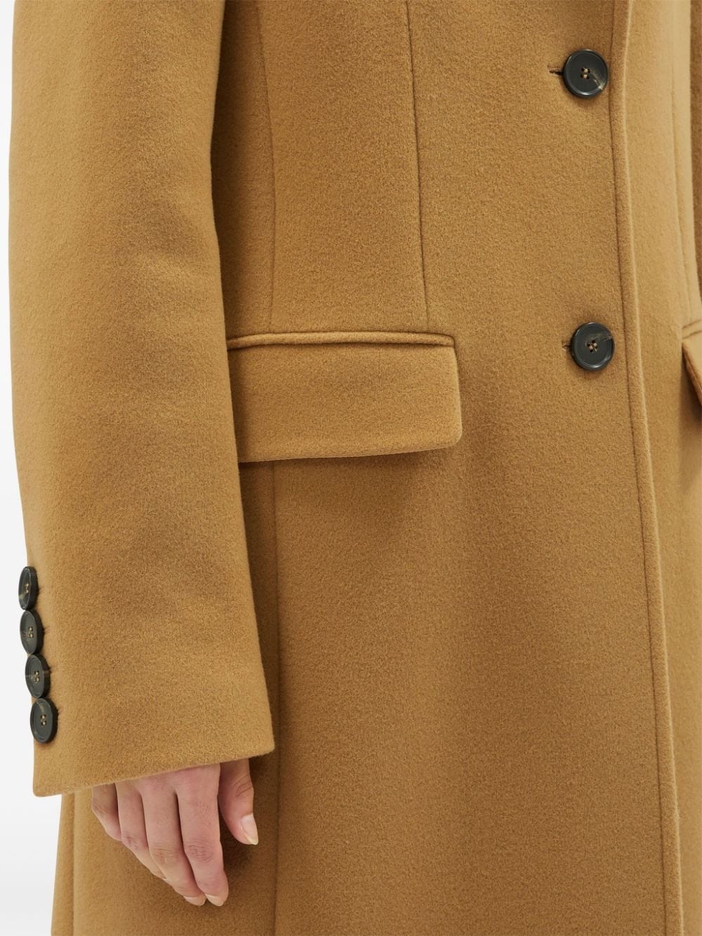 notched-lapel button-fastening coat - 5