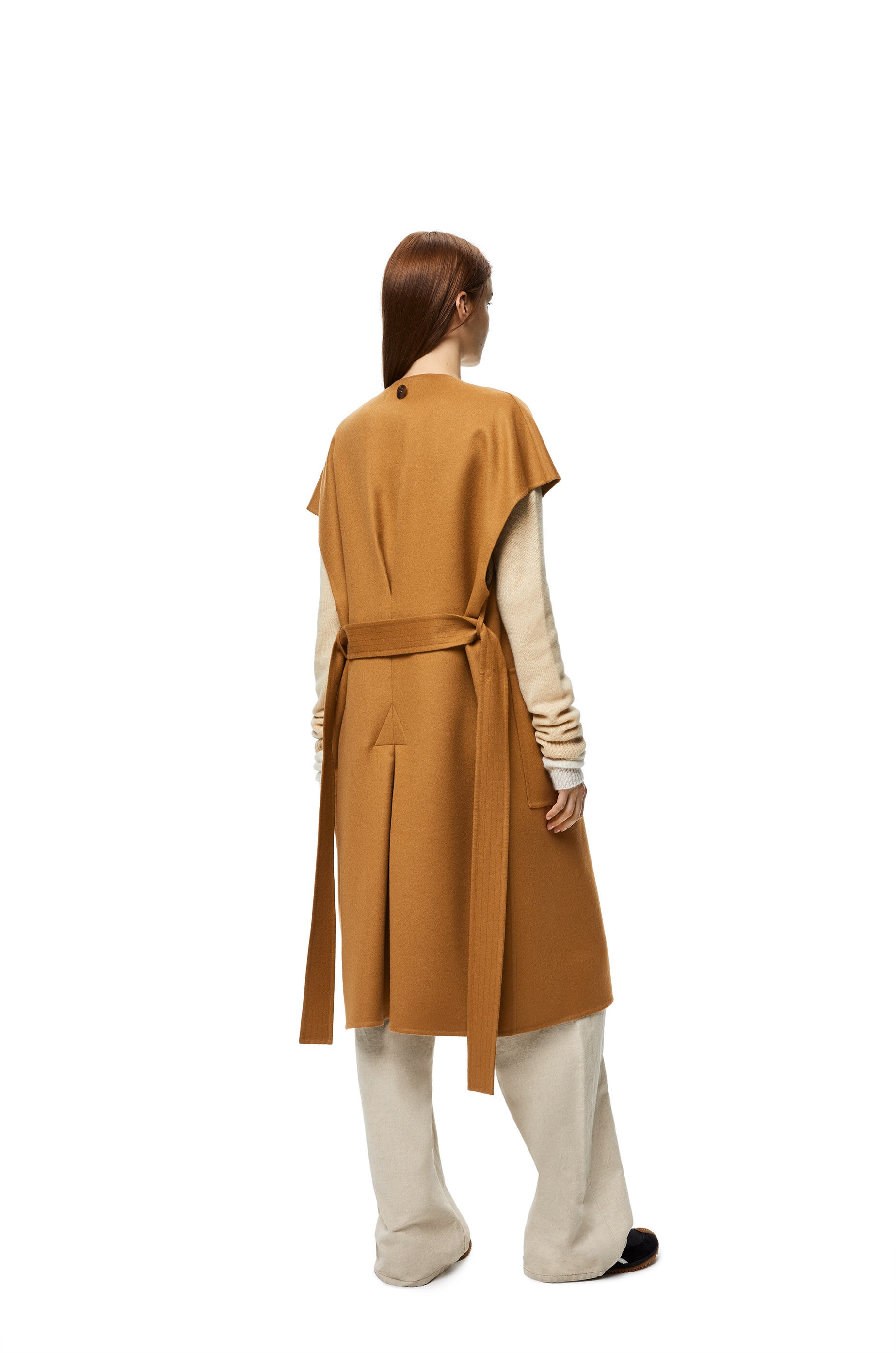 Capelet belted coat in wool and cashmere - 3