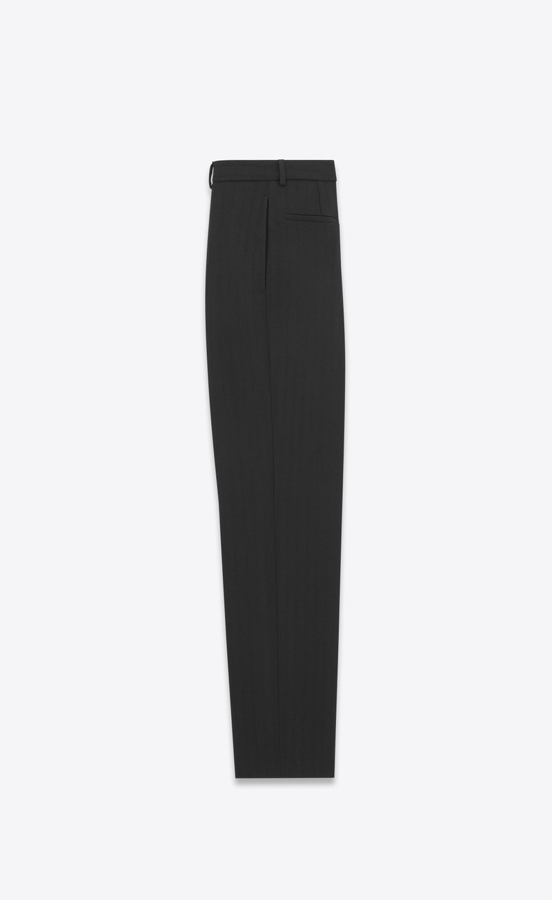 SAINT LAURENT high-waisted pants in striped wool gabardine outlook