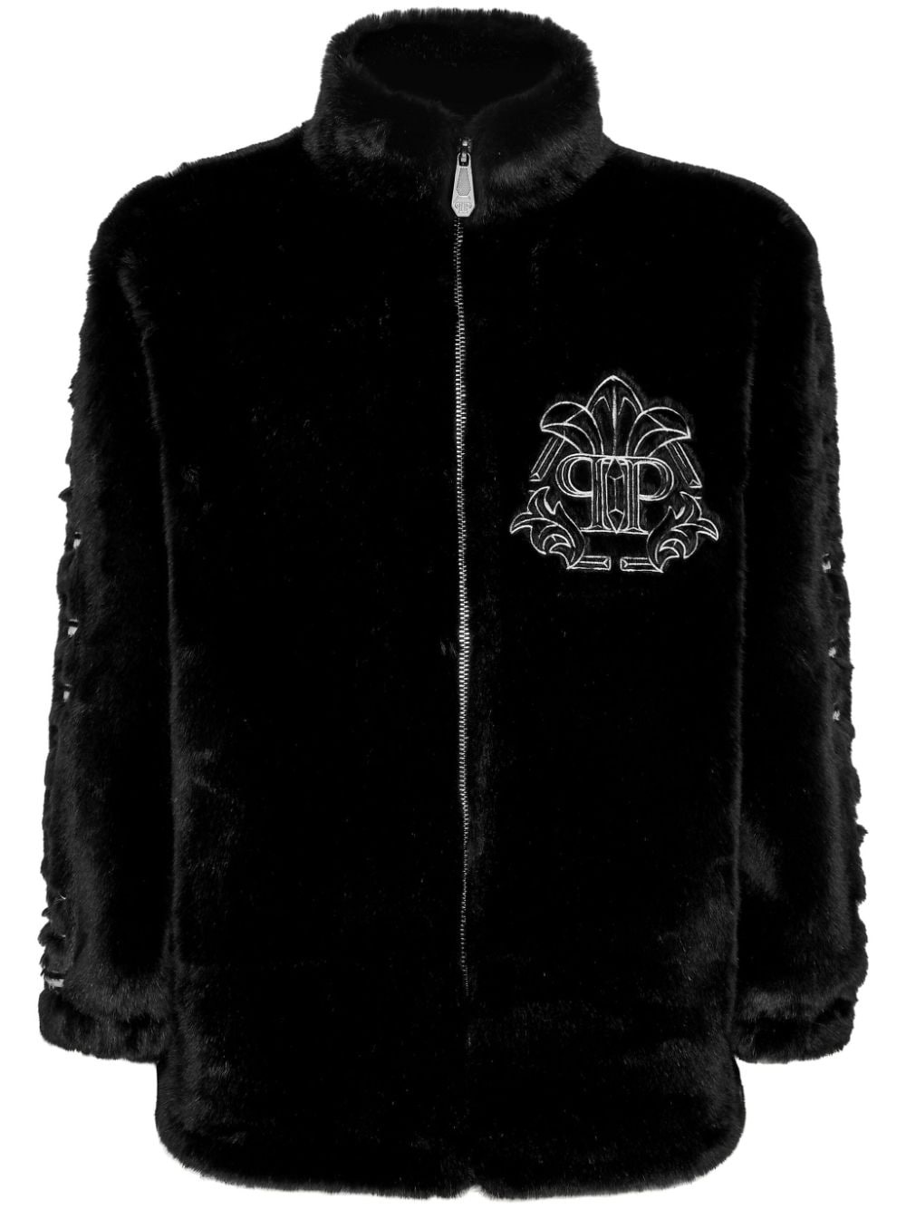 faux-fur logo-embroidered jacket - 1