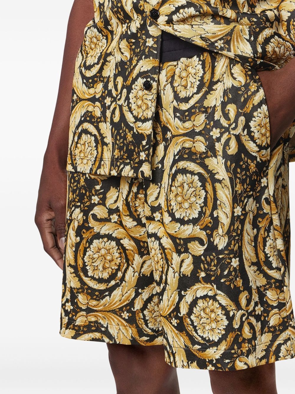 Barocco jacquard track shorts - 5