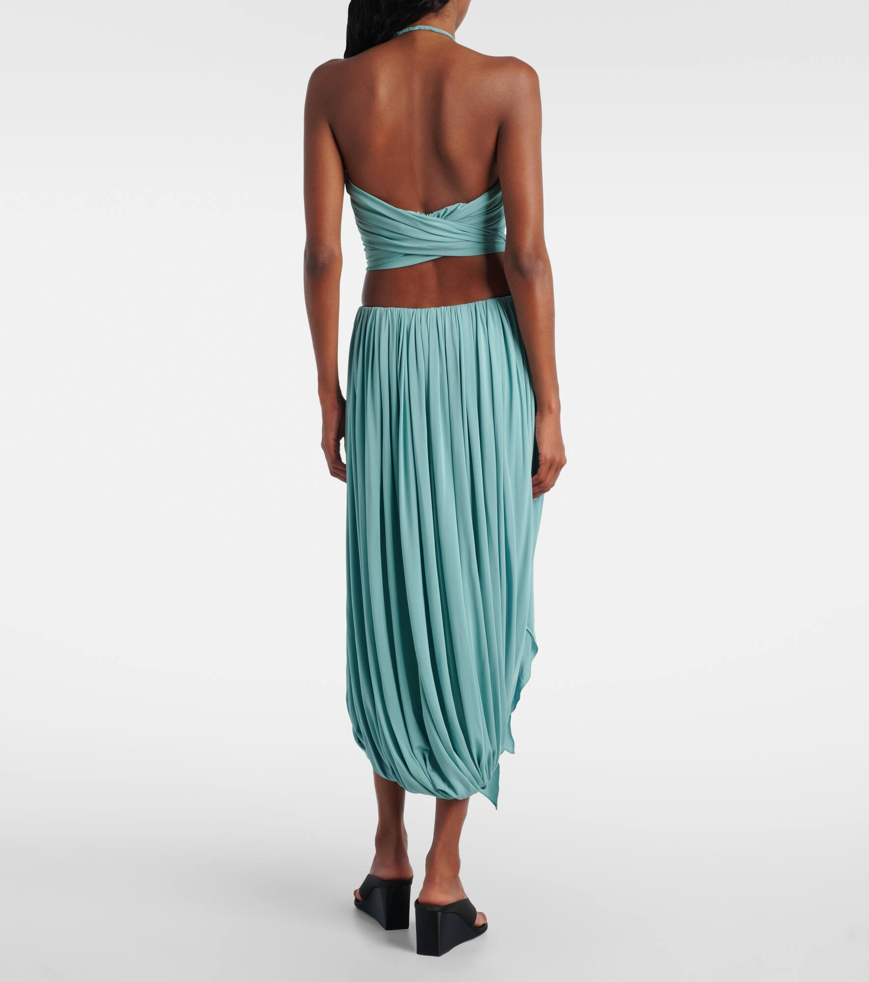 Gathered jersey midi skirt - 3