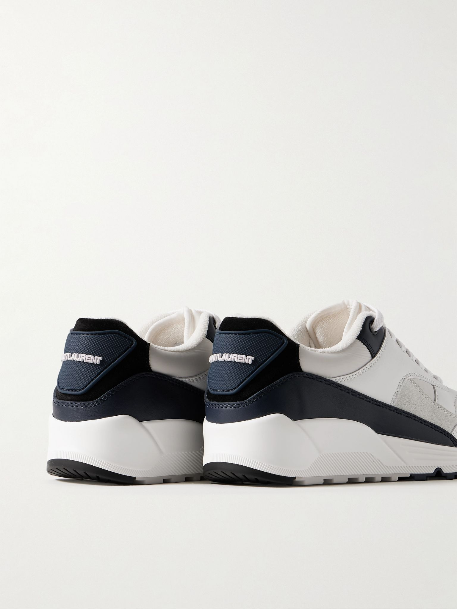 Bump Colour-Block Suede, Shell and Leather Sneakers Off-white - 5