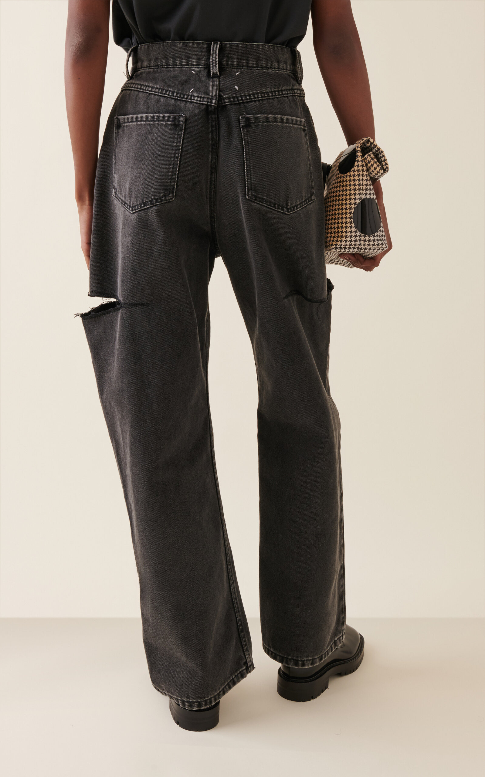 Cutout Rigid High-Rise Wide-Leg Jeans black - 4
