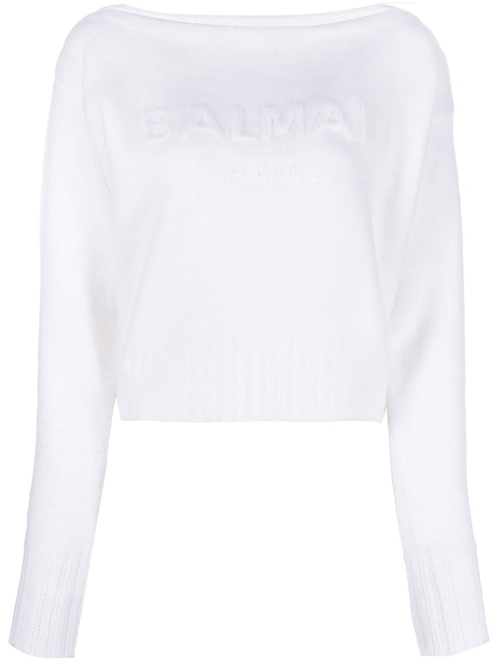 slash-neck long-sleeve jumper - 1