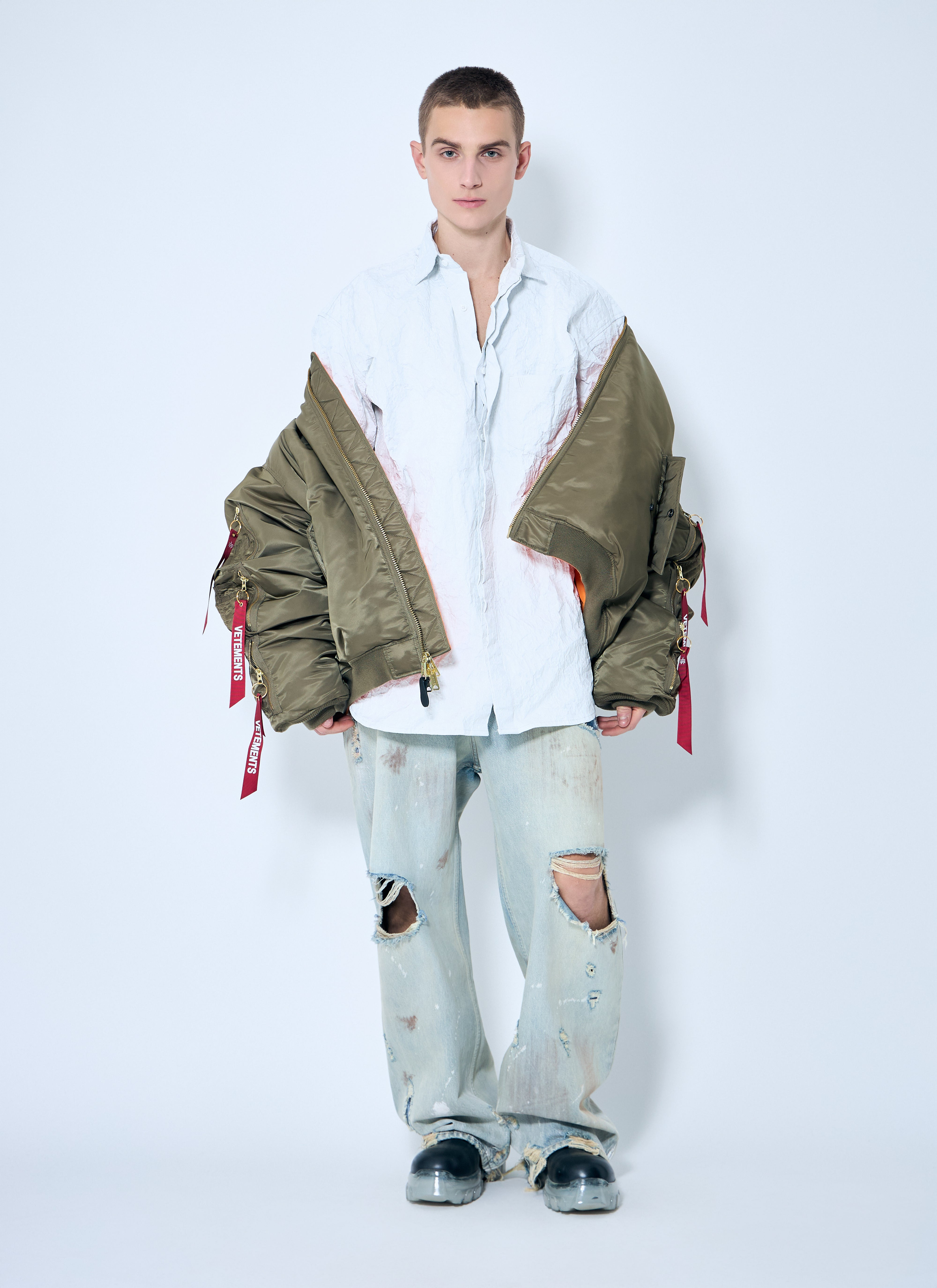 Vetements Men Metalized Wrinkled Shirt - 2