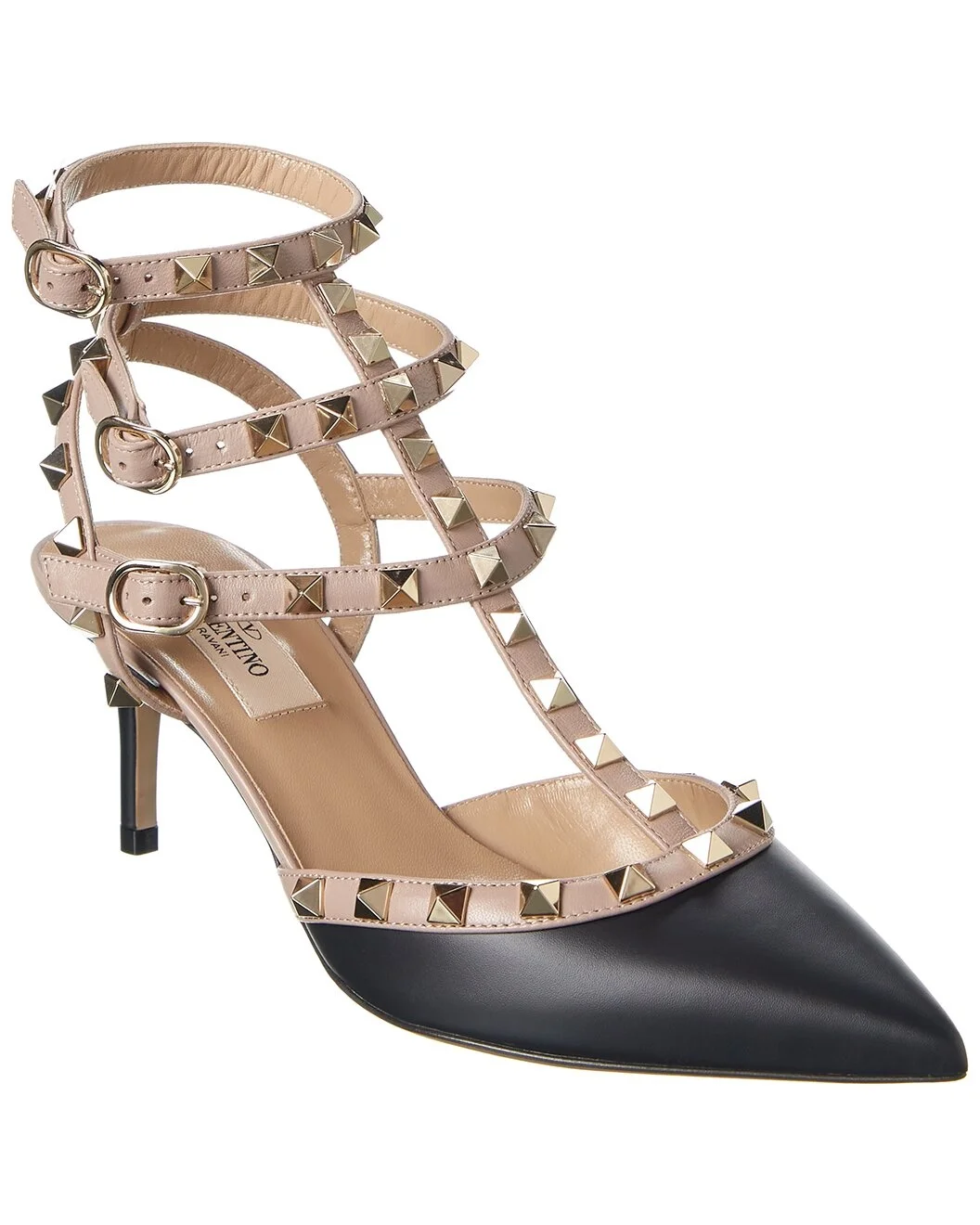 Valentino Rockstud Caged 65 Leather Ankle Strap Pump - 1