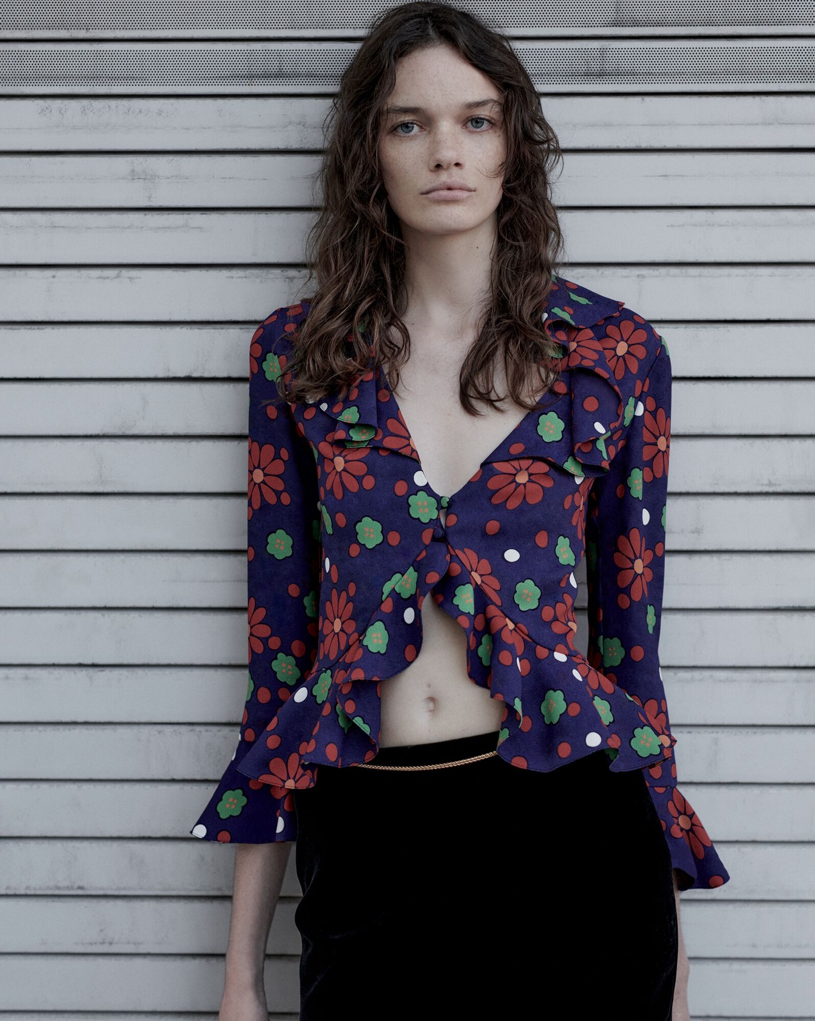 ruffled blouse in sablé saint laurent - 2