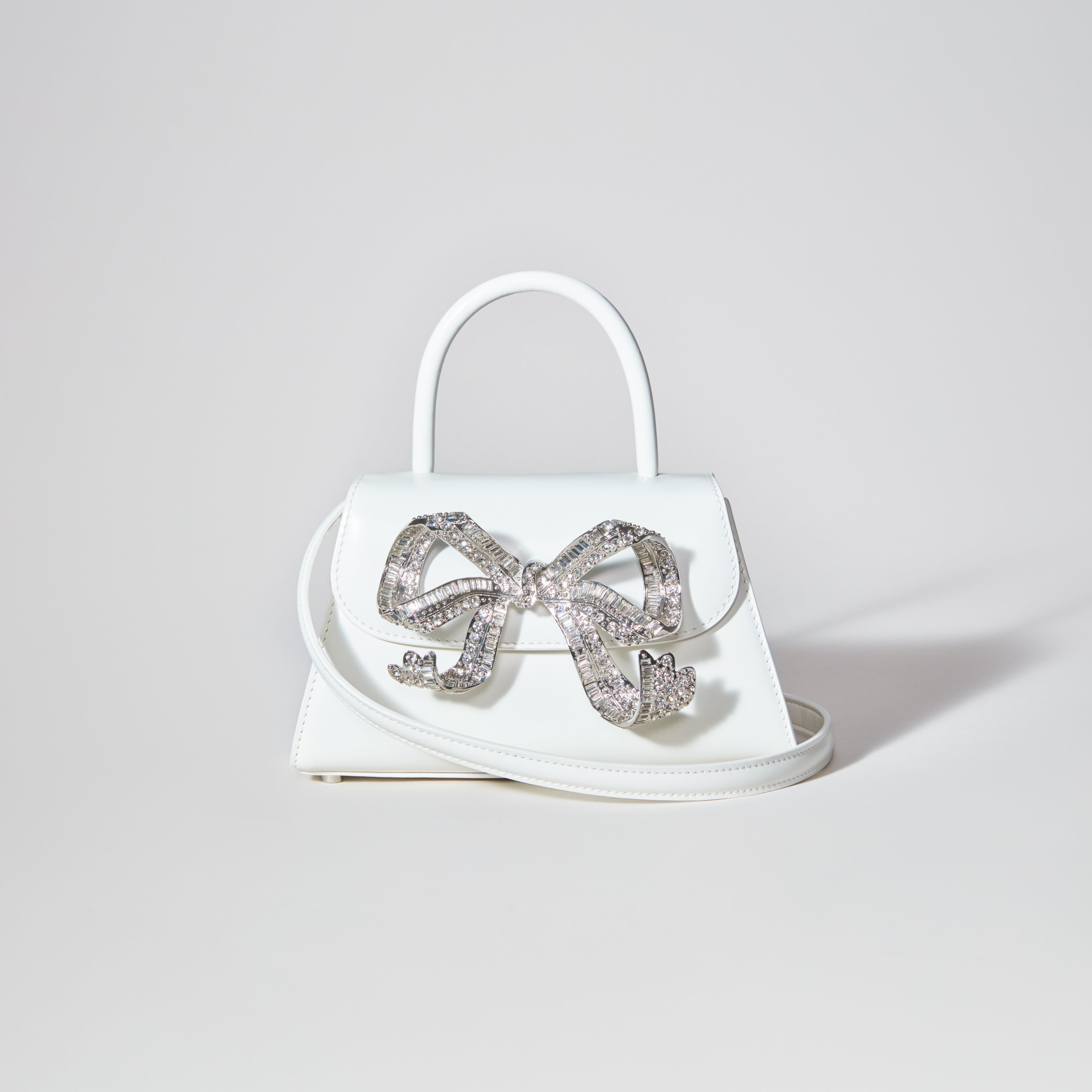 The Bow Mini in White with Diamanté - 4