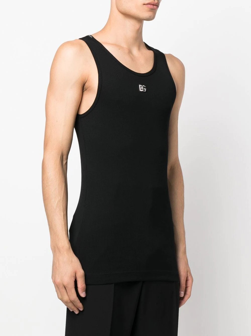 logo-plaque cotton vest - 3