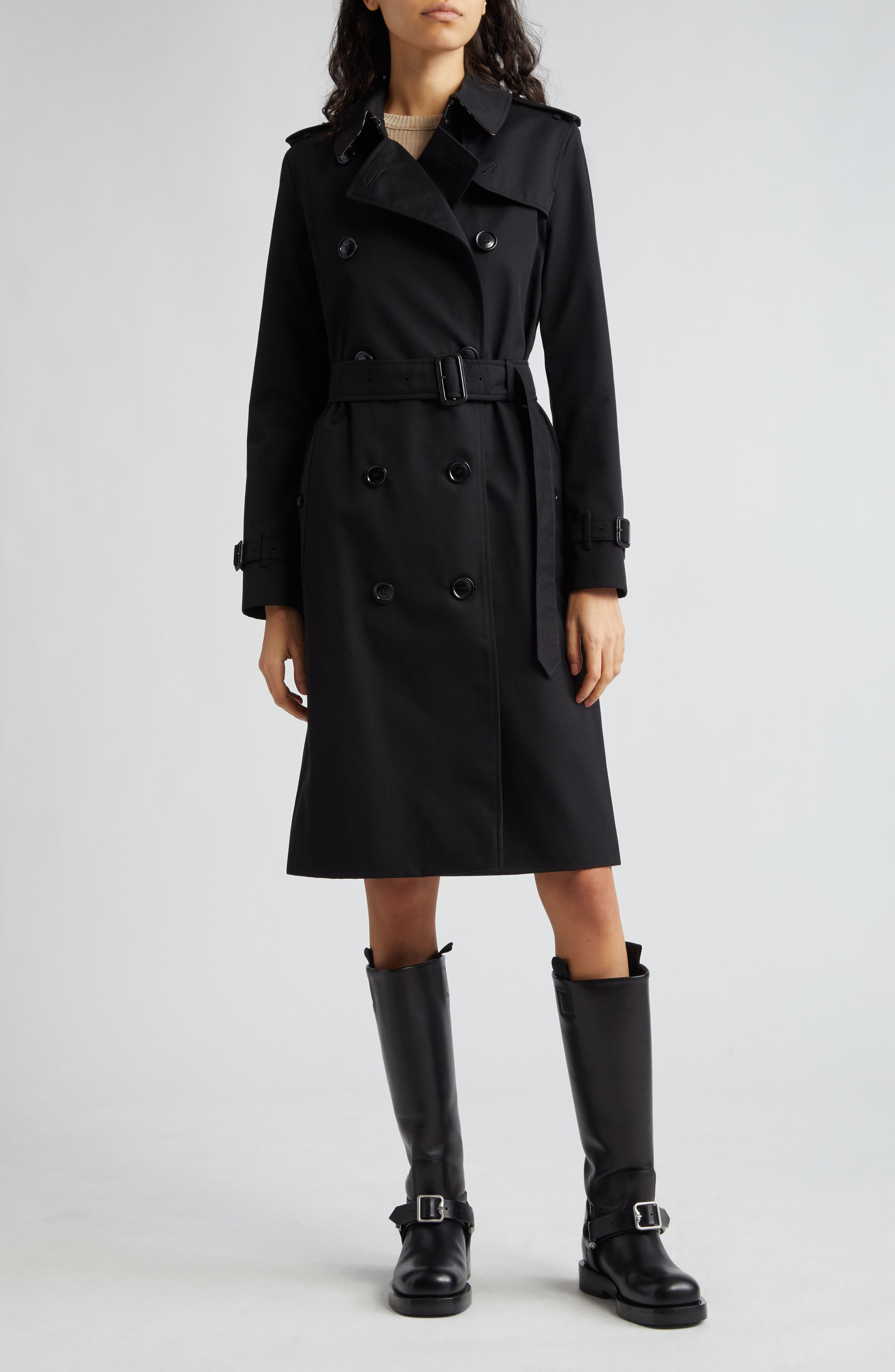 burberry Kensington Heritage Mid Length Trench Coat in Black at Nordstrom - 1