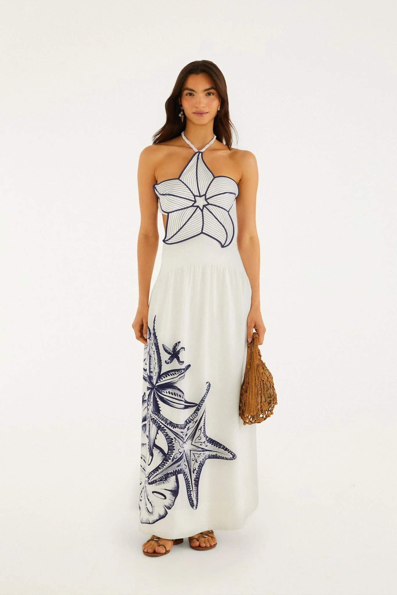 Off-White Coast Stars 3D Bodice Lenzing Ecovero Euroflax Maxi Dress - 1