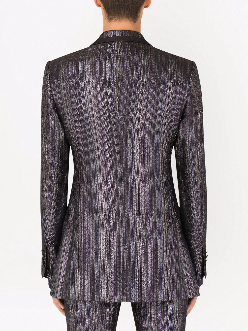 metallic-stripe suit jacket - 4