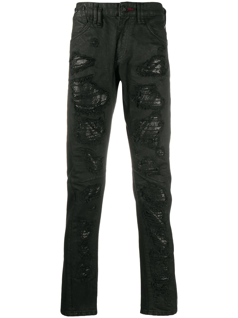 crystal camouflage straight cut jeans - 1