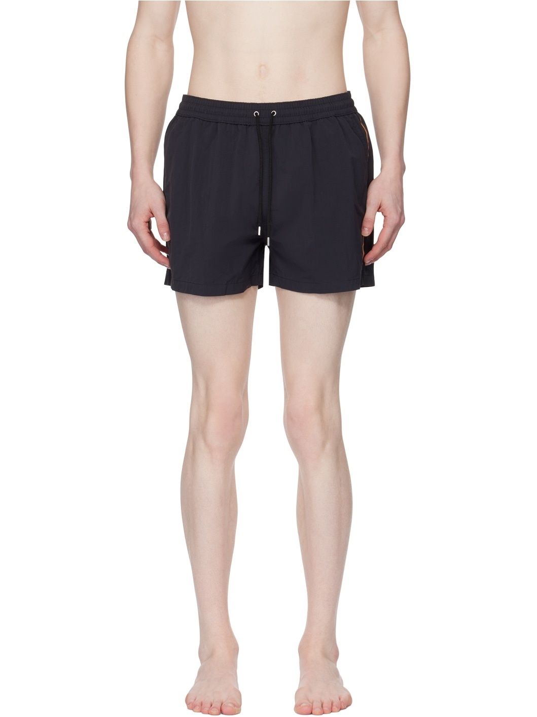 Black Artist Stripe Swim Shorts - 1