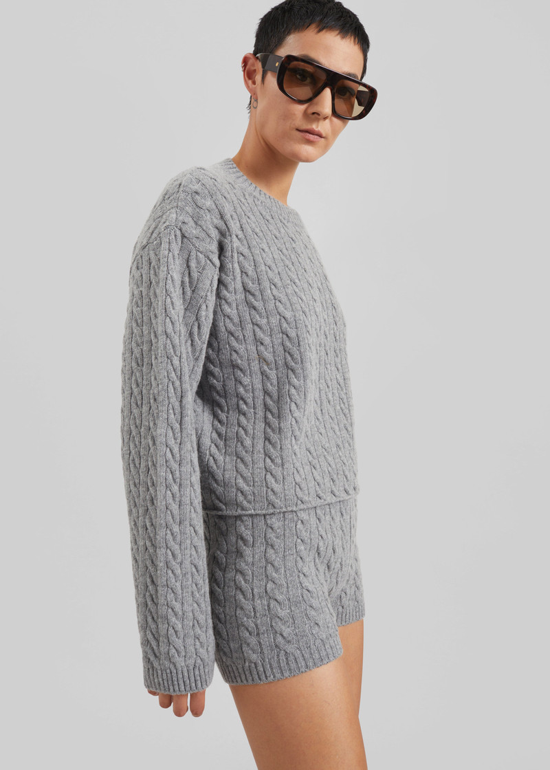 Brisbane Cropped Boxy Sweater - Grey 4