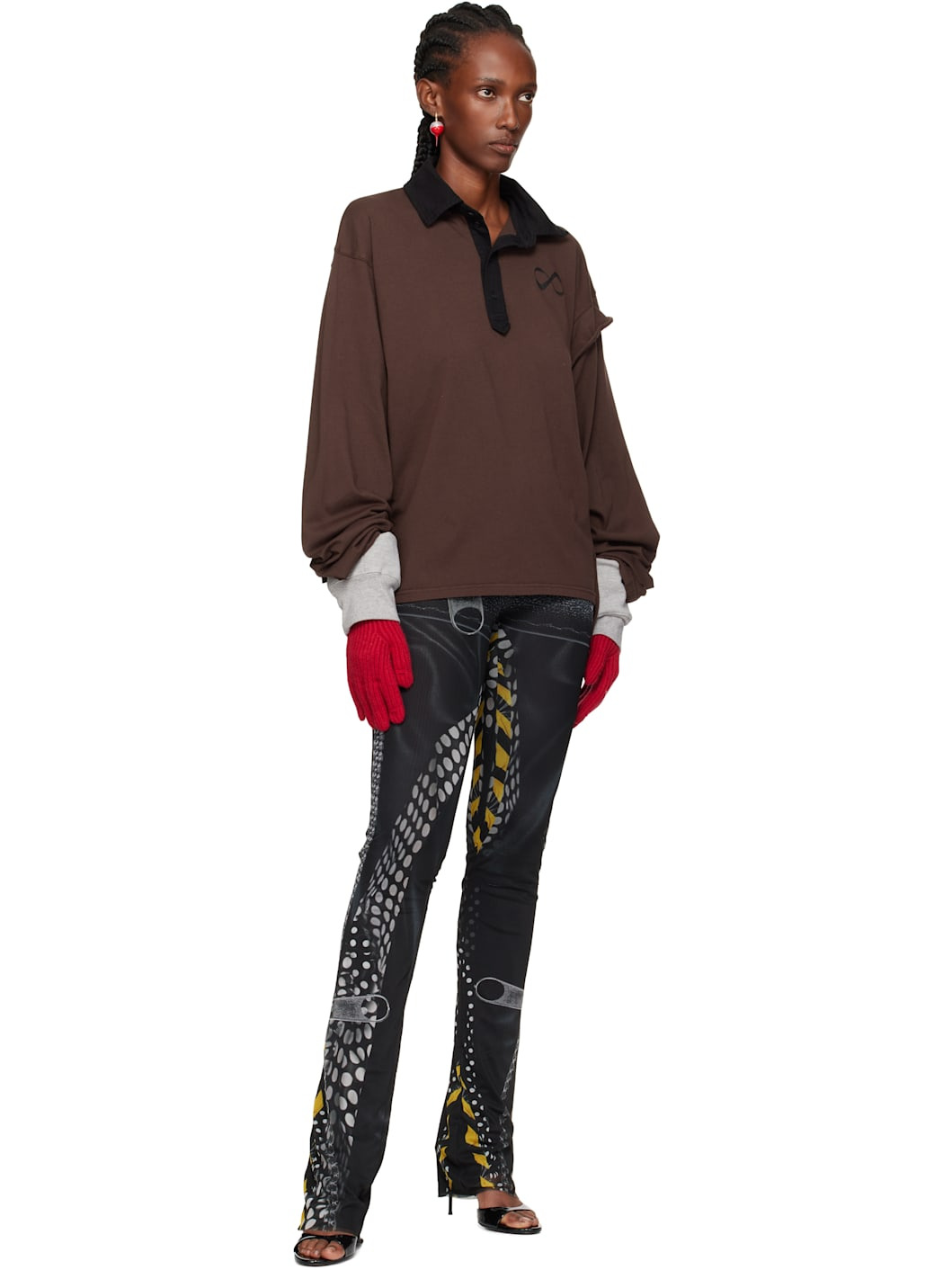 Red & Gray Deconstructed Sleeve Glove - 3