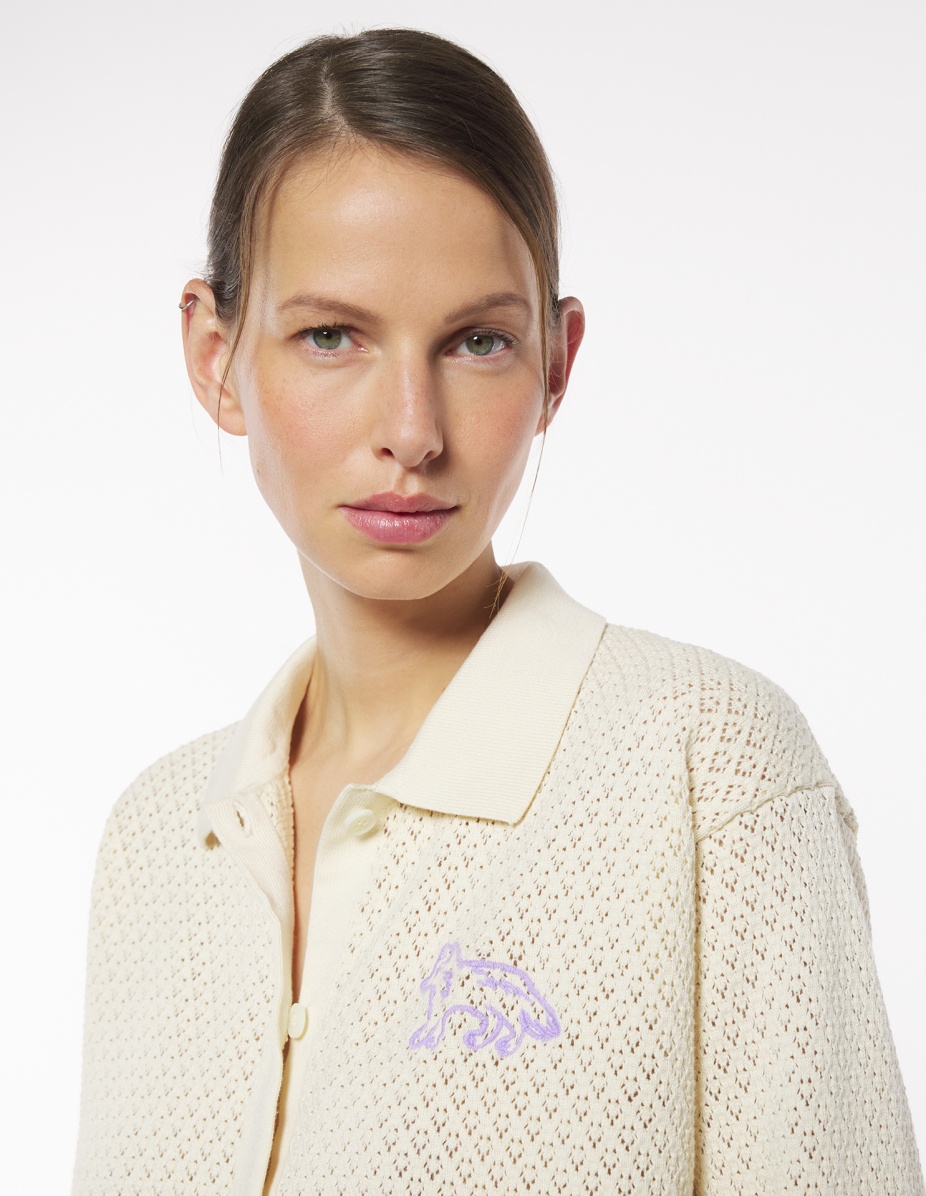 BABY FOX EMBROIDERED POINTELLE CARDIGAN - 4