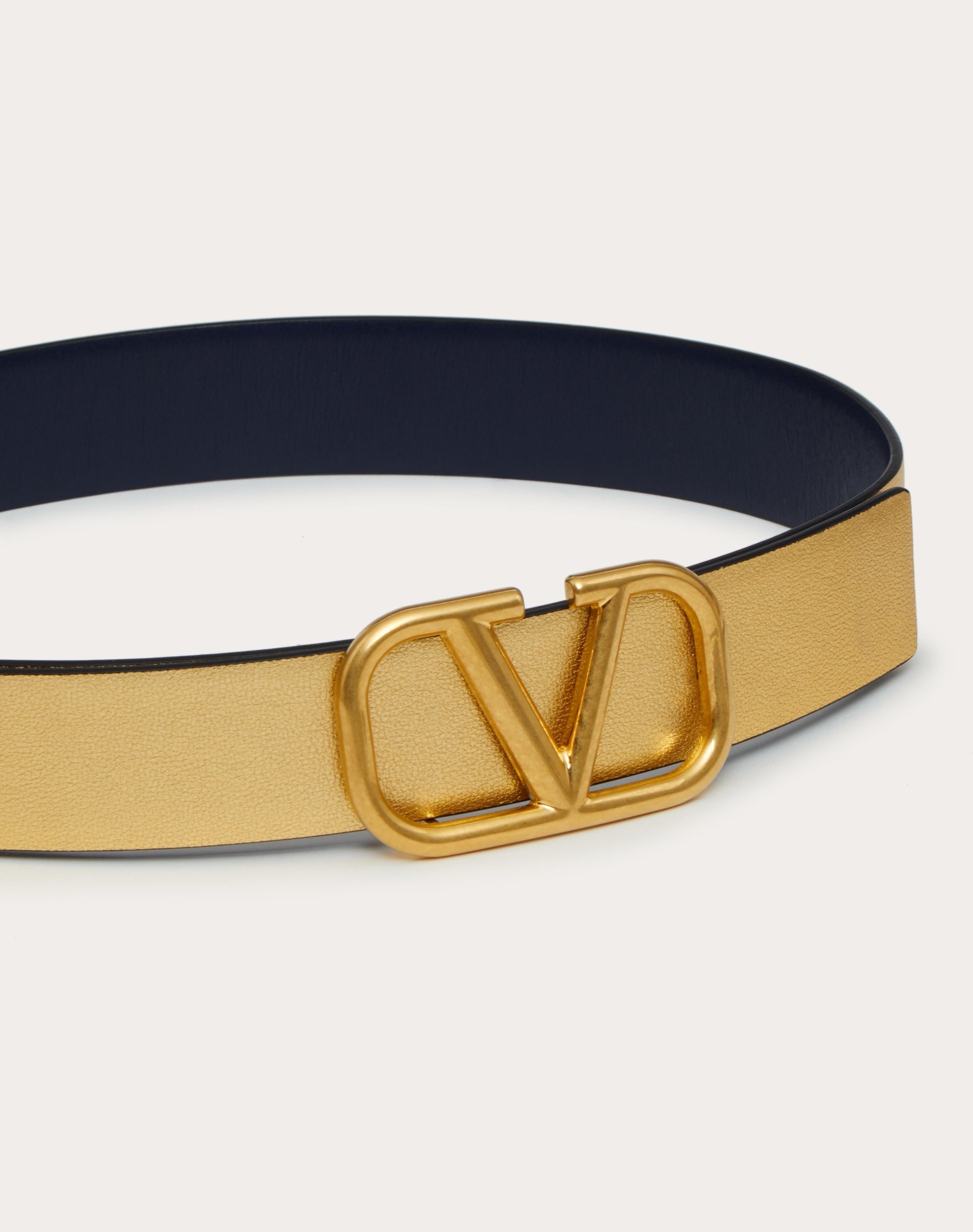 VLOGO SIGNATURE REVERSIBLE BELT IN SHINY AND METALLIC CALFSKIN 30MM - 4