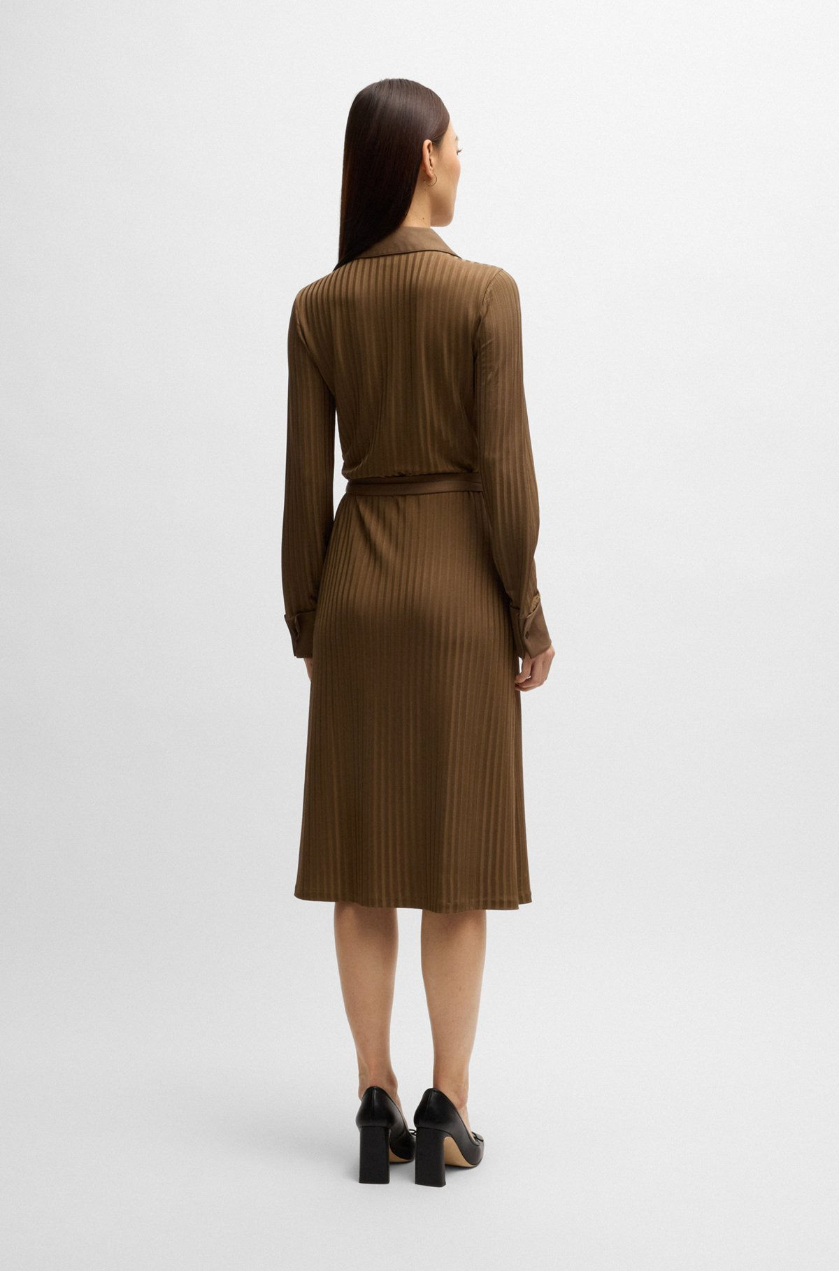 WRAP DRESS IN LUSTROUS RIBBED JERSEY - 5