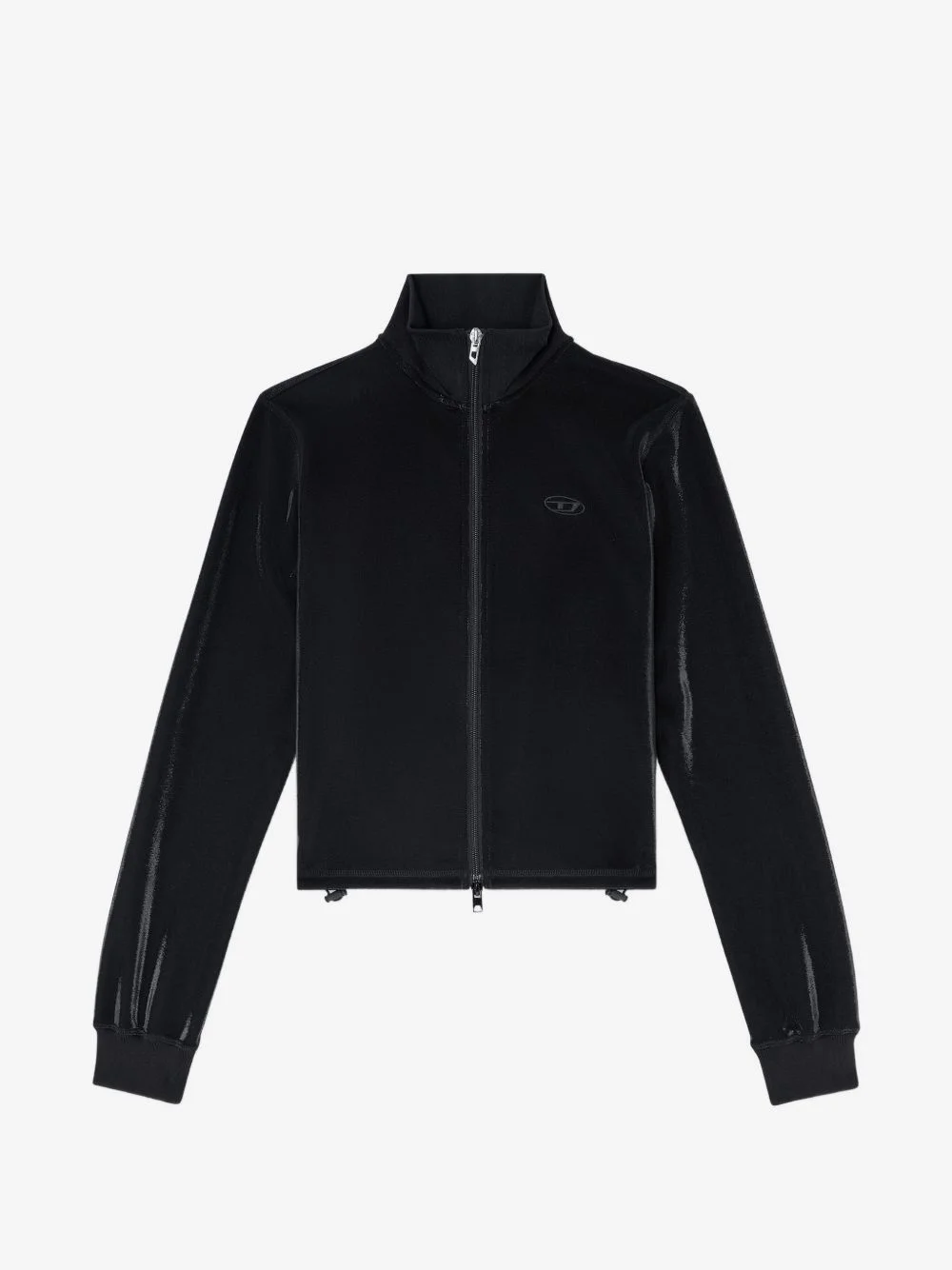 zipped sweatshirt with shiny piquet effect - 1